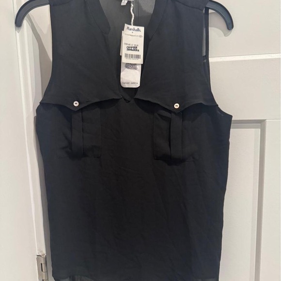 Tops - Naked Zebra Black Sleeveless Chiffon Utility Blouse – Size L